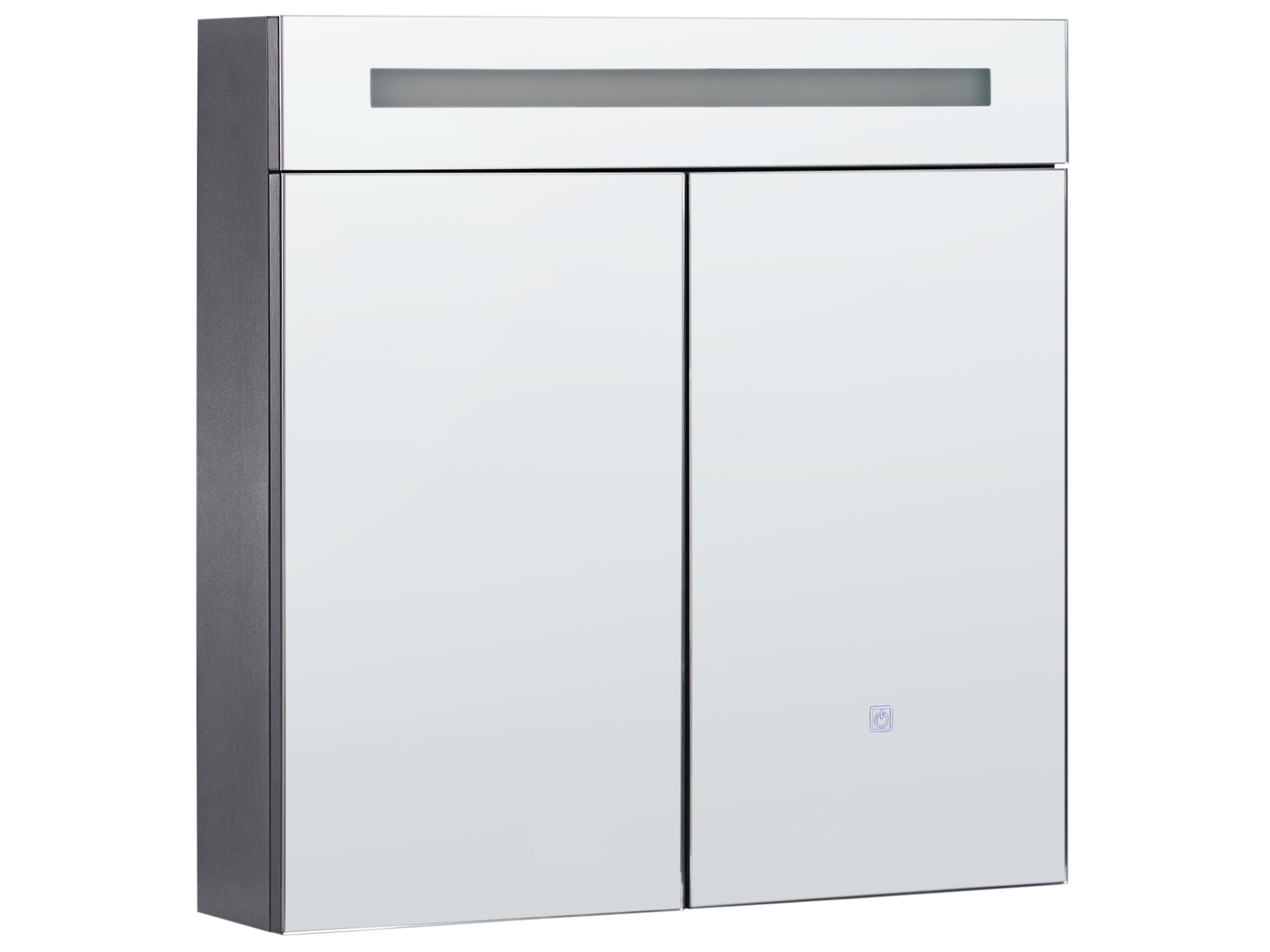 Badkamer wandkast met spiegel LED JARAMILLO 60 cm 60 cm Zwart
