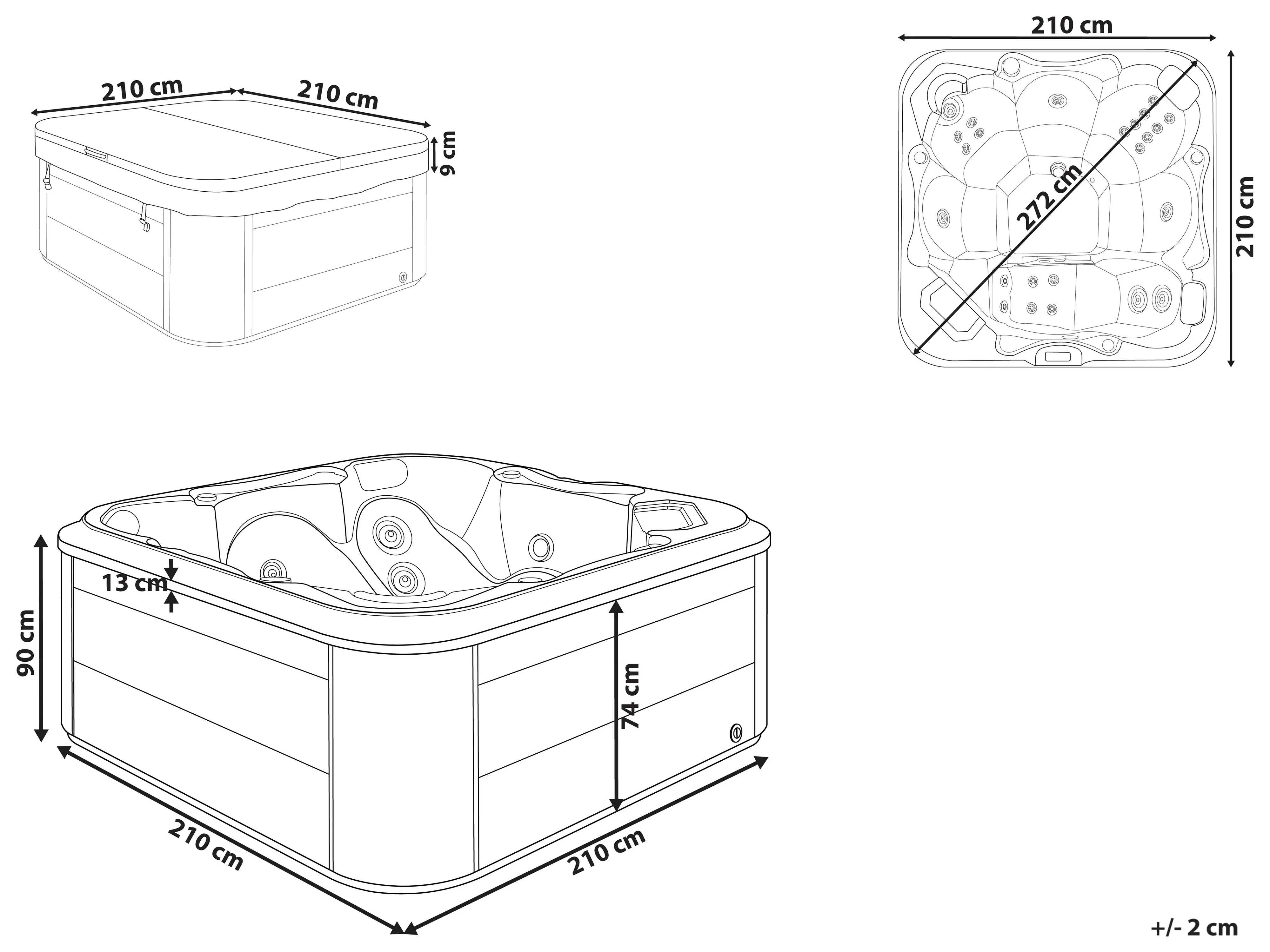 Buiten hottub met LED TULAROSA Blauw