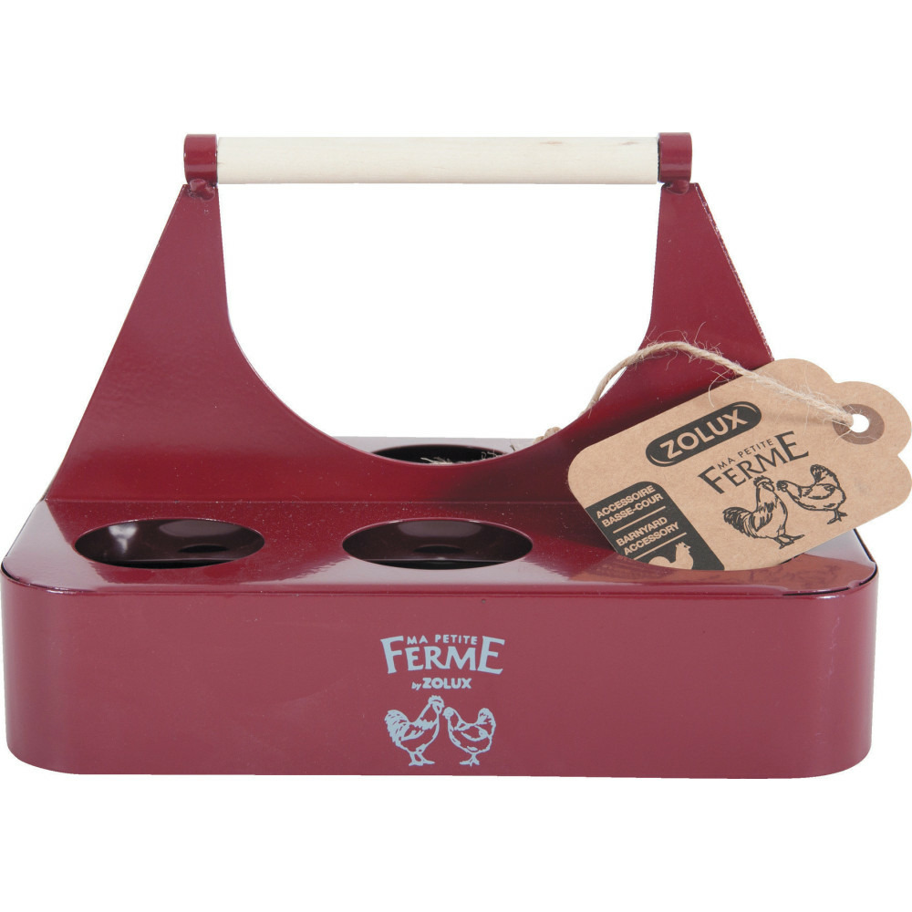 Porte œufs en métal grenat 21.5 x 15 x 14.5 cm basse cour