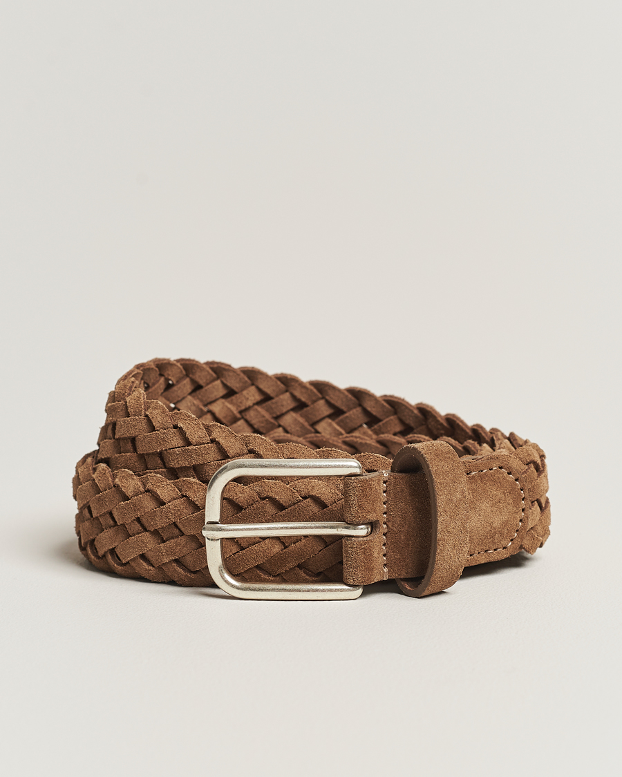 Anderson's Woven Suede Belt 3 cm Light Brown