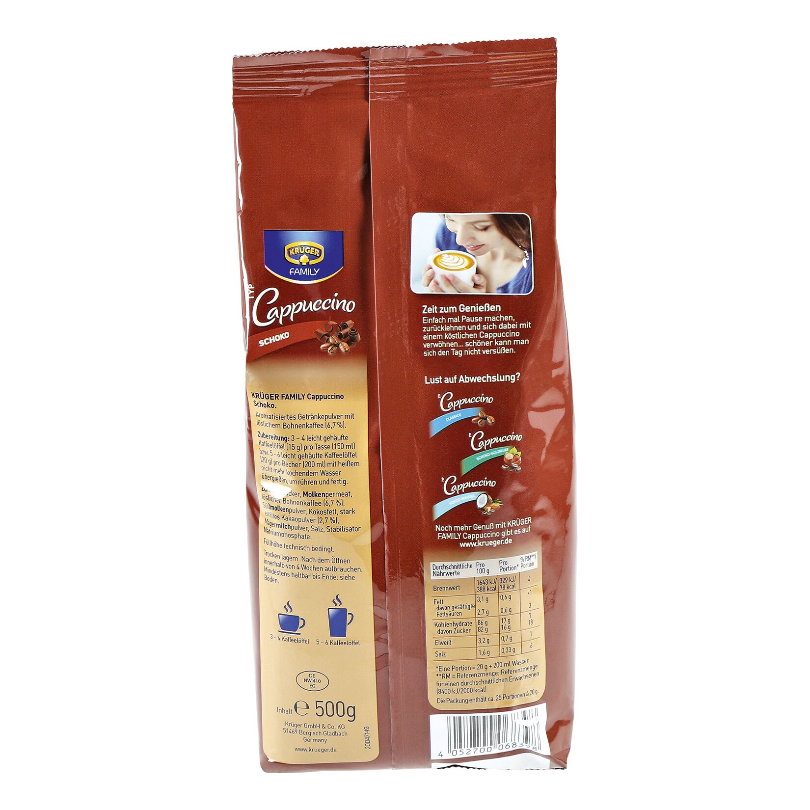 Krüger Family Cappuccino Schoko 500 g, 12er Pack