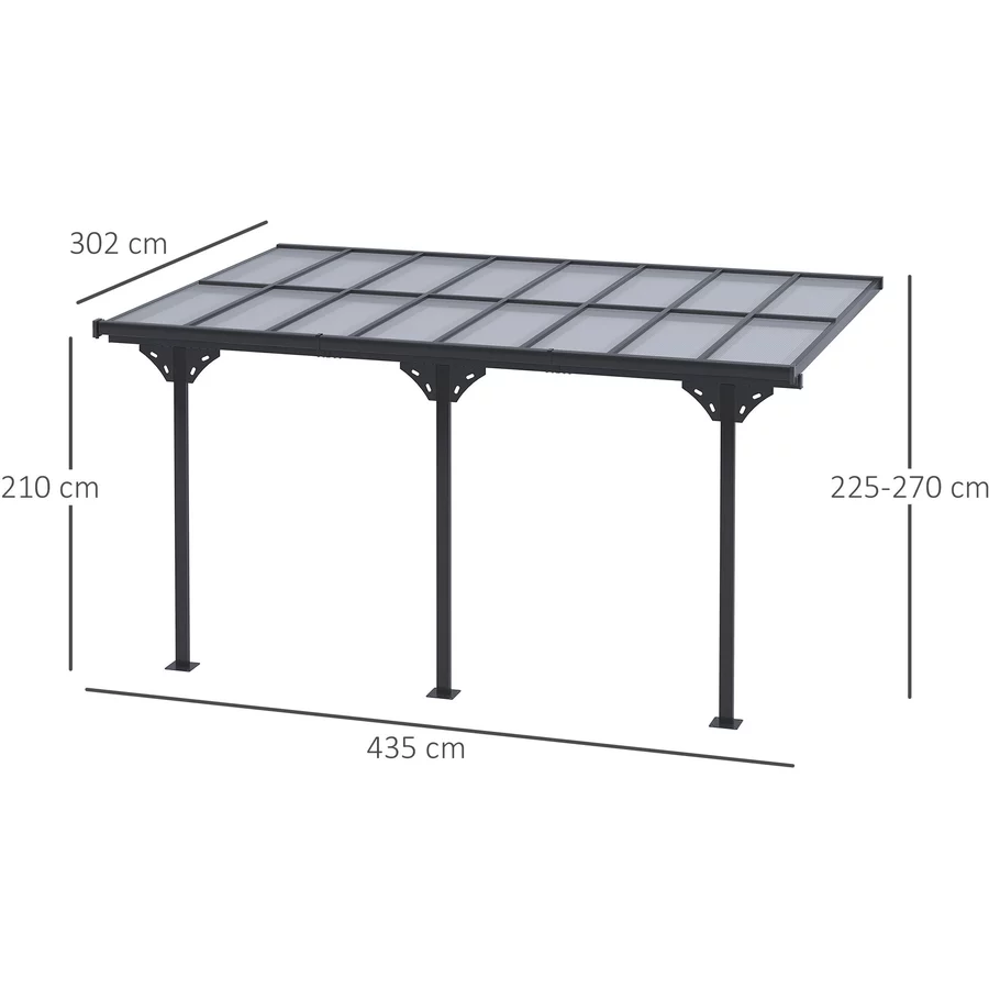 Outsunny Gartenpavillon zum befestigen an der Hauswand grau