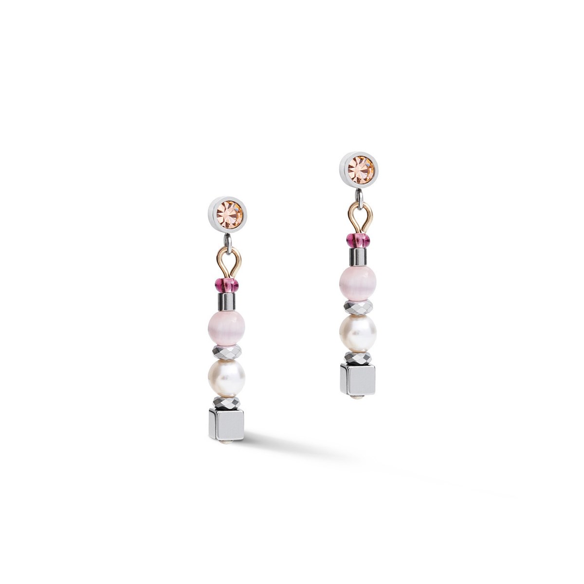 Boucles d'oreilles Coeur de Lion lilas beige