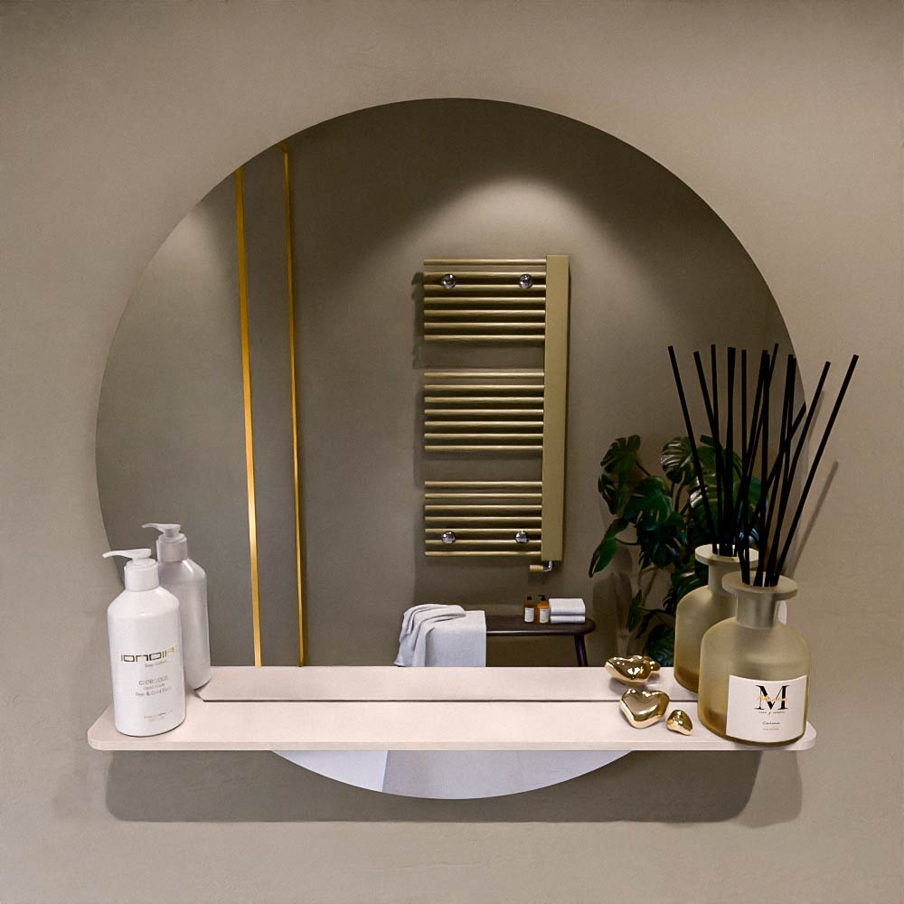 Mondiaz Spot spiegel rond Ø70cm met planchet rust