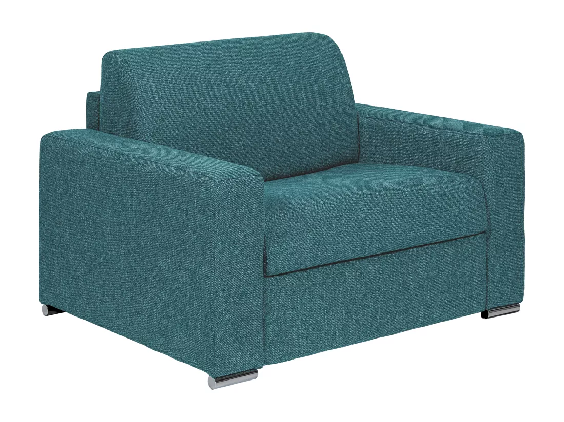 Fauteuil convertible express en tissu bleu - Couchage 70 cm - Matelas 14 cm - CALITO