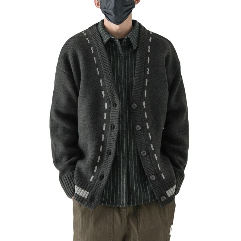 GRAYCIOUS - V-hals vest met contrasterende bies en knoopjes