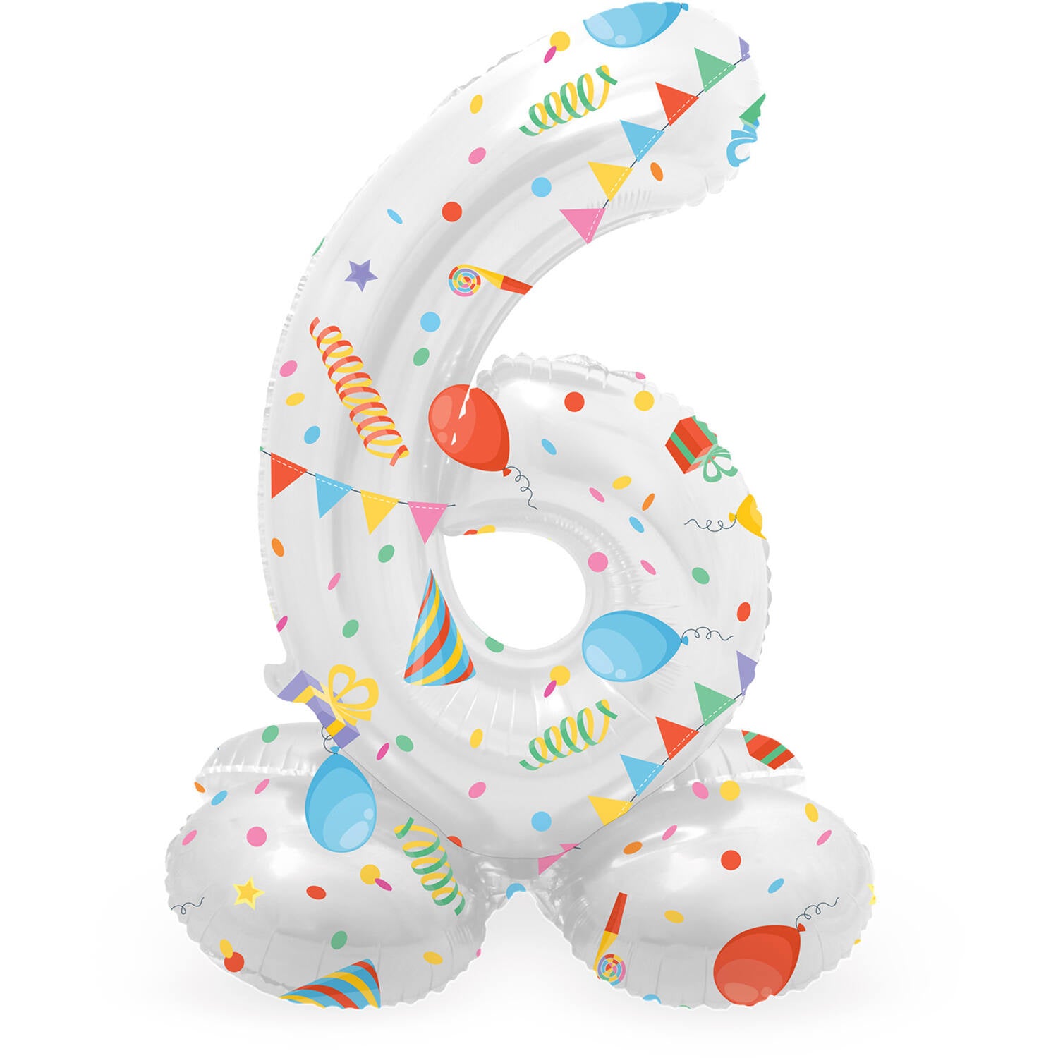 Cijfer Ballon 6 Jaar Feest Met Standaard Leeg 72cm