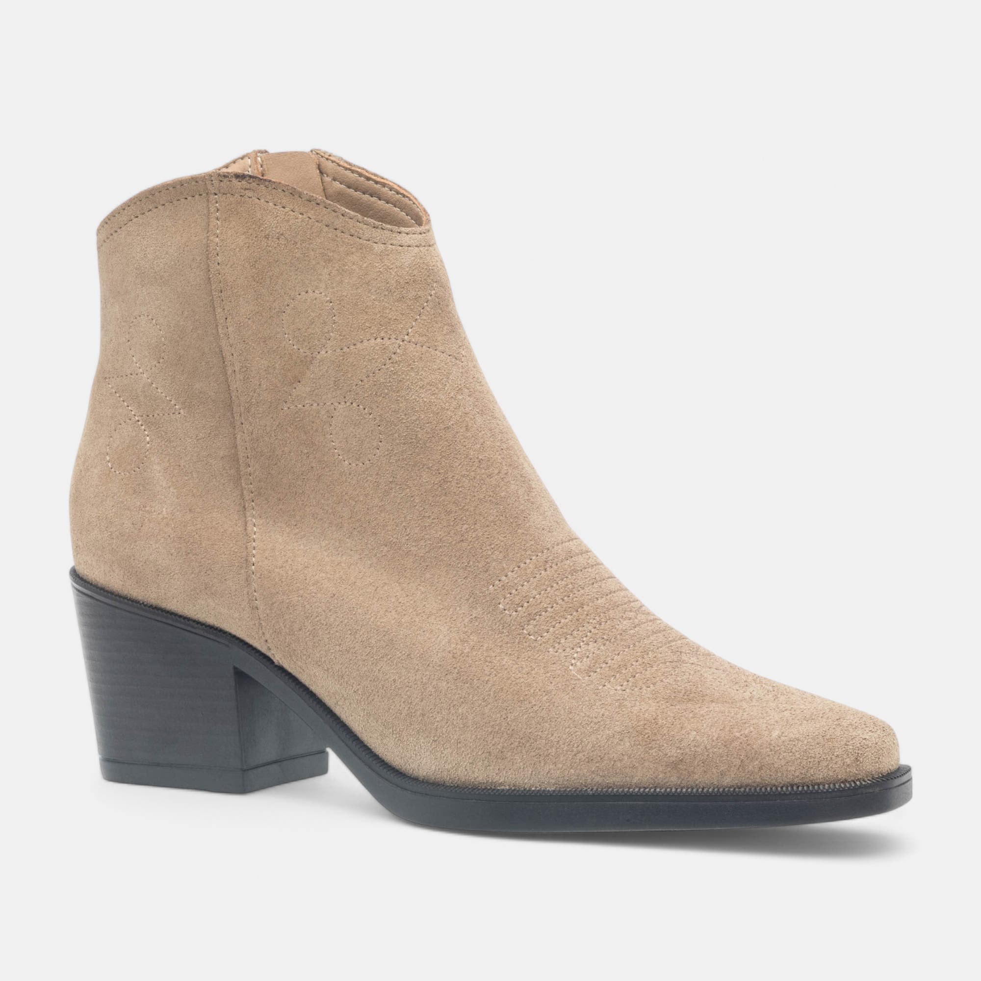 Santiags à talon Femme en cuir beige
