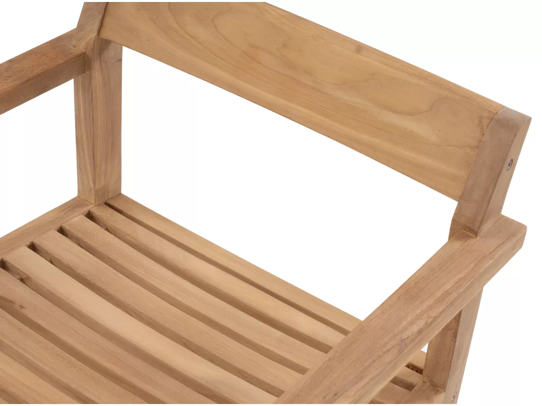 Salle à manger de jardin en teck : 1 table carrée + 4 fauteuils - Naturel clair - ALLENDE de MYLIA
