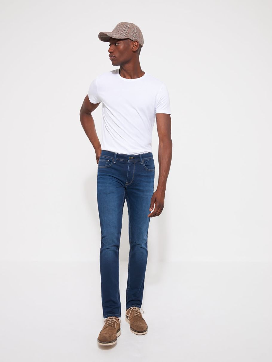 Jean slim en coton élasthane délavé