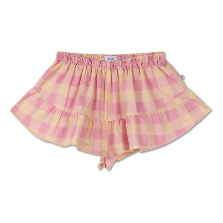 Repose AMS Jupe Short Coton Bio Carreaux | Rose