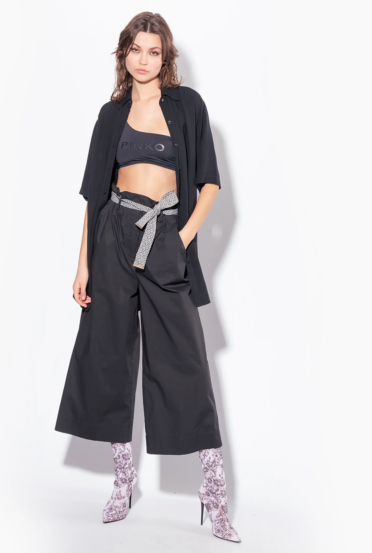 Chemise longue à logo | Noir