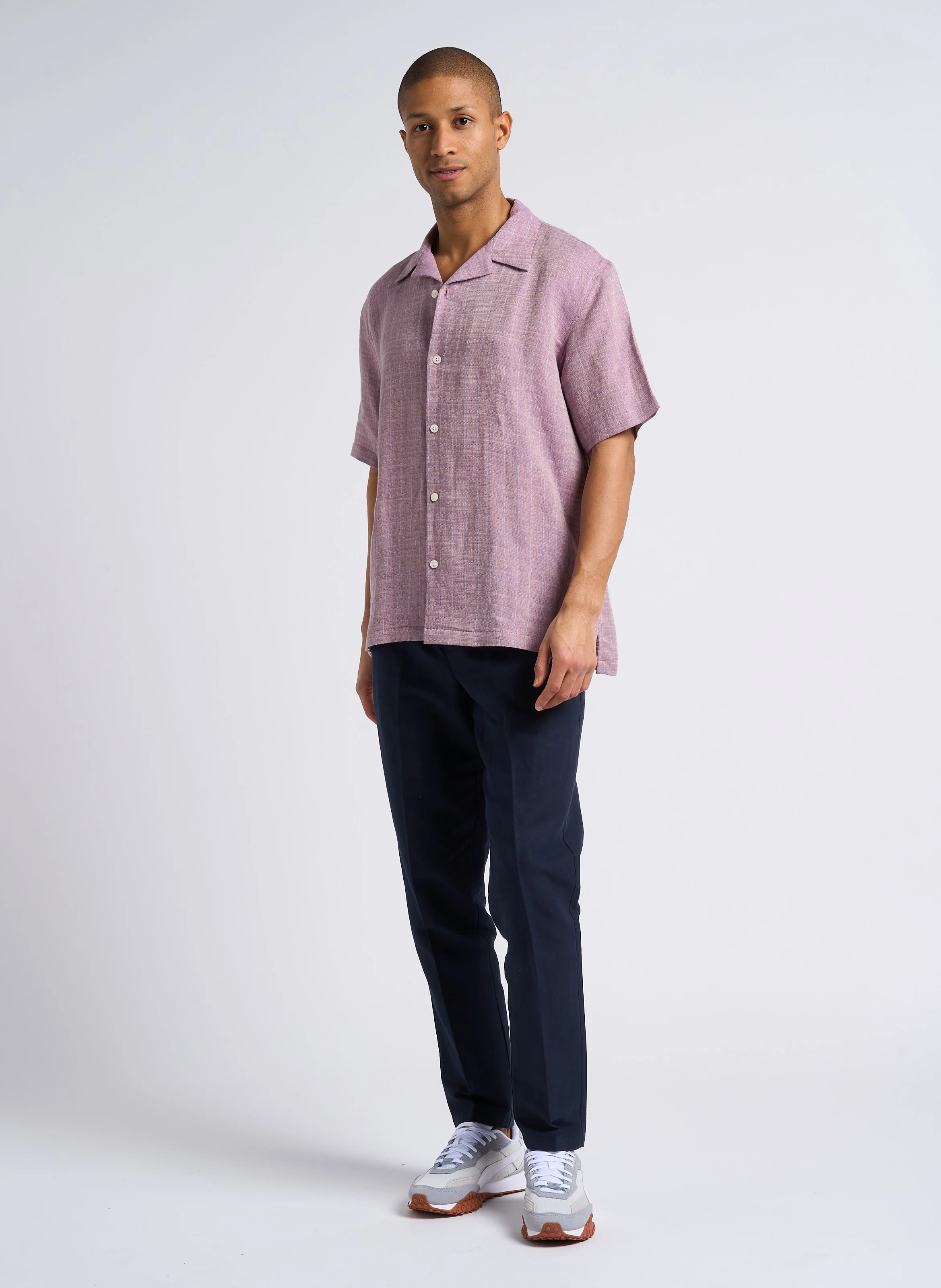 SMITHY - Pantalon slim en coton bio et lin | Bleu