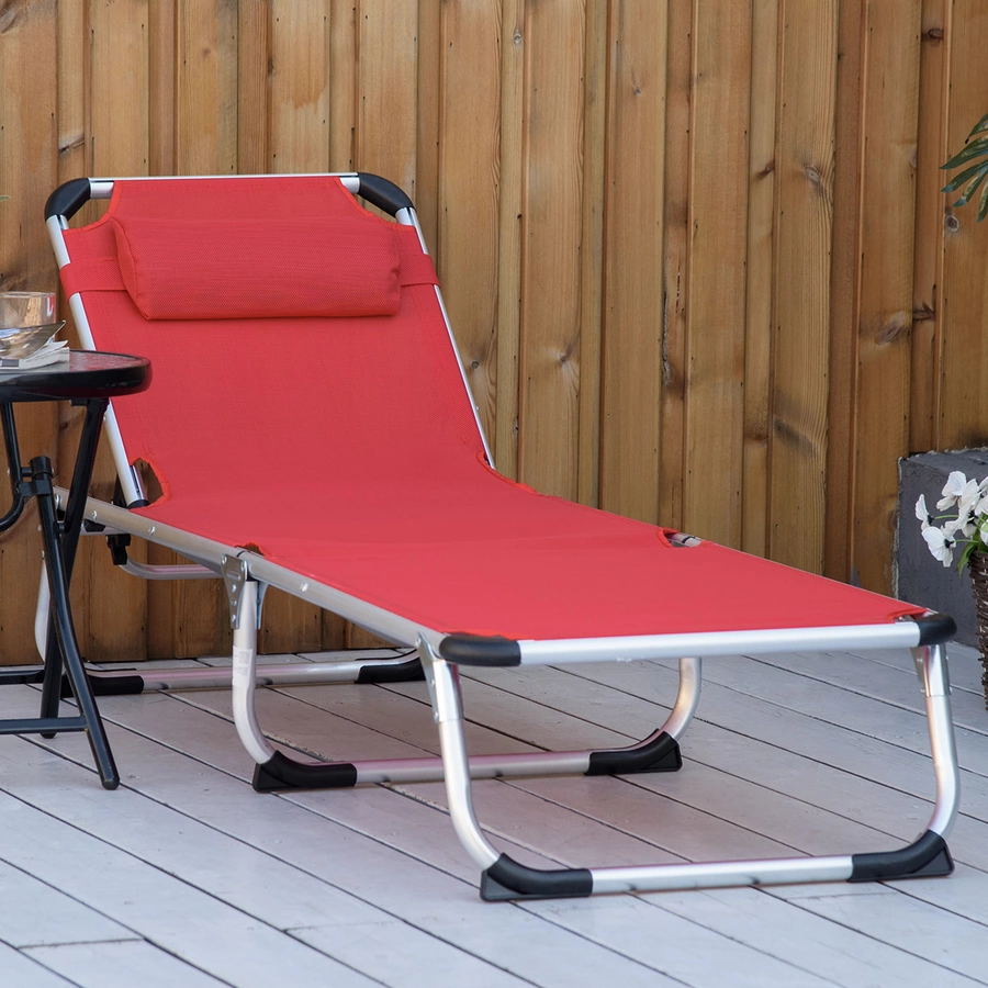 Outsunny Gartenliege 5-stufig verstellbar rot