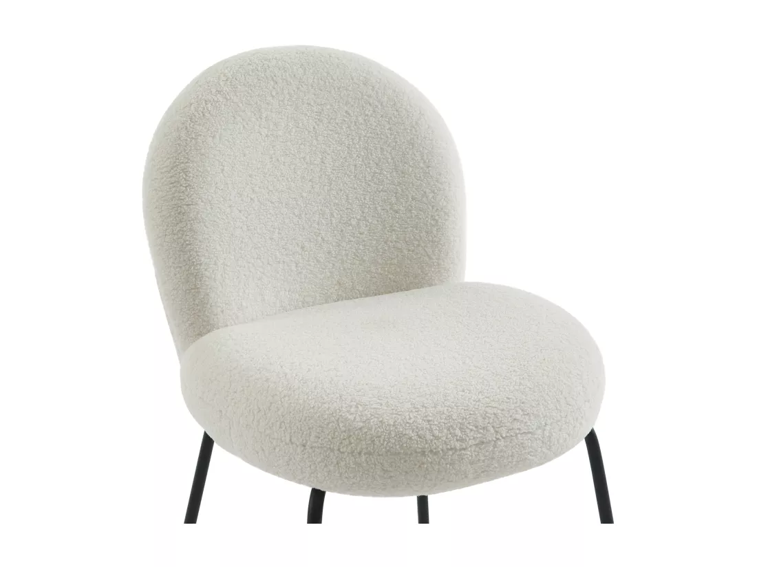 Lot de 6 chaises en tissu bouclette et métal noir - Crème - CURLYN de Pascal Morabito