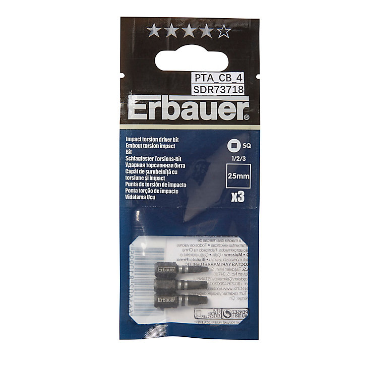 Embout de vissage torsion impact TX27 25 mm Erbauer - 3 pièces