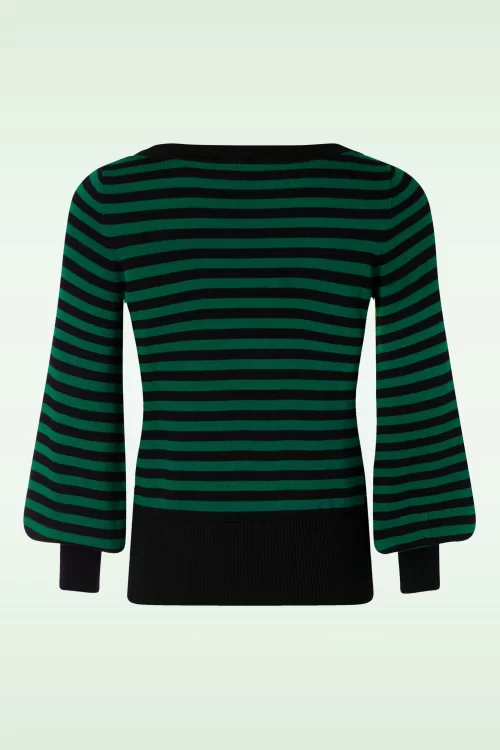 King Louie Marie Bell Loop Stripe top in peacock groen