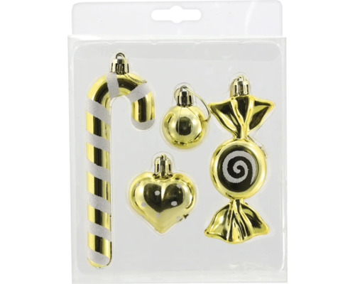 Kerstversiering, goud, 4 stuks
