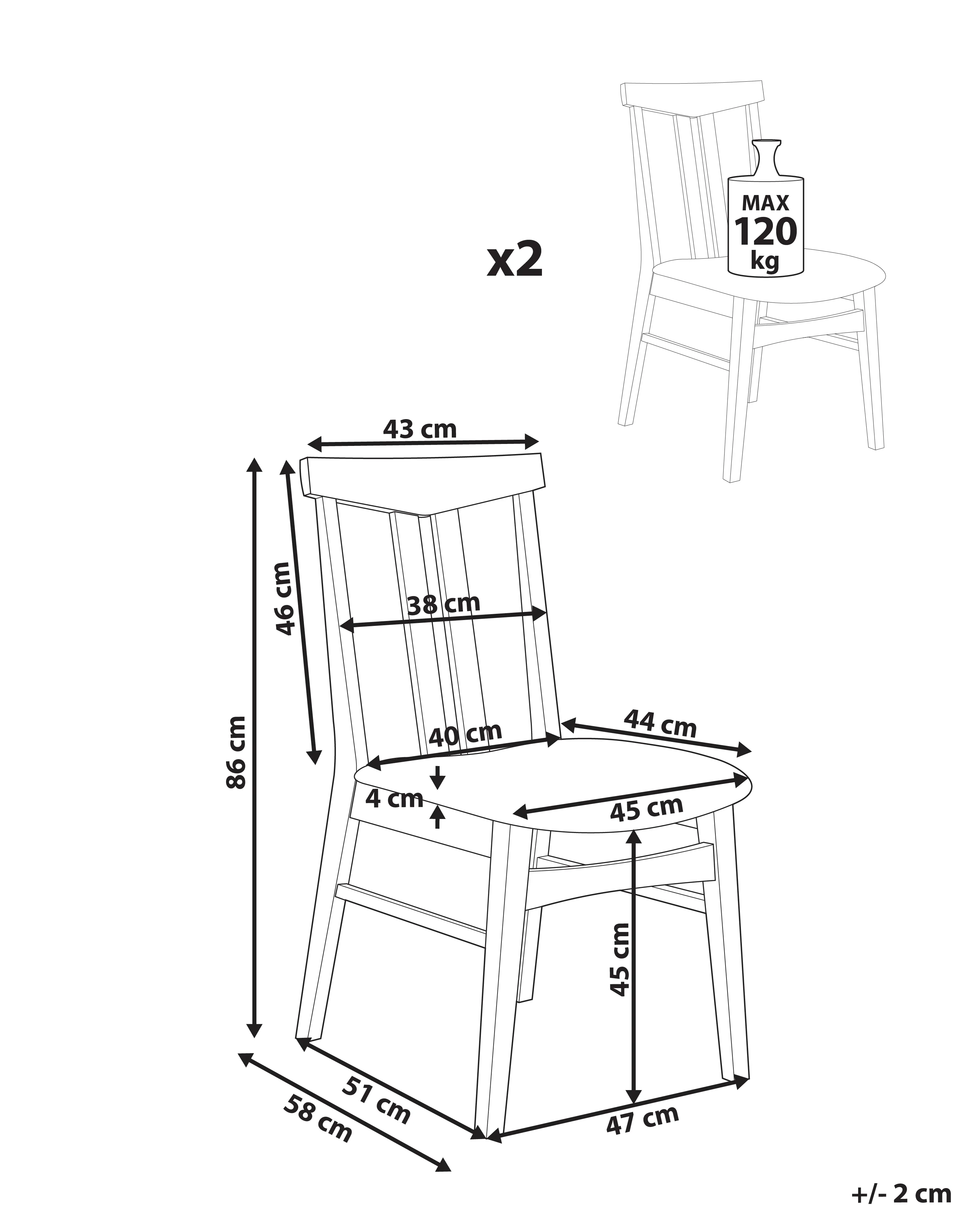 Set van 2 eetkamerstoelen AVALON Hout Lichtbeige