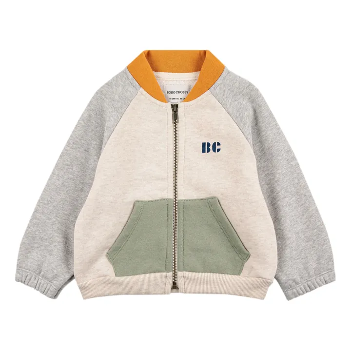 Bobo Choses Sweat Zippé Coton Bio | Gris chiné