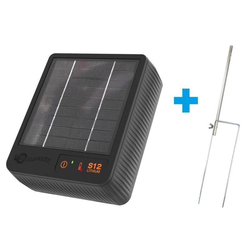 Gallagher Solar S12  Incl. Lithium Batterij met gratis Standaard - Solar schrikdraadapparaat - 16.5 cm - 14 cm