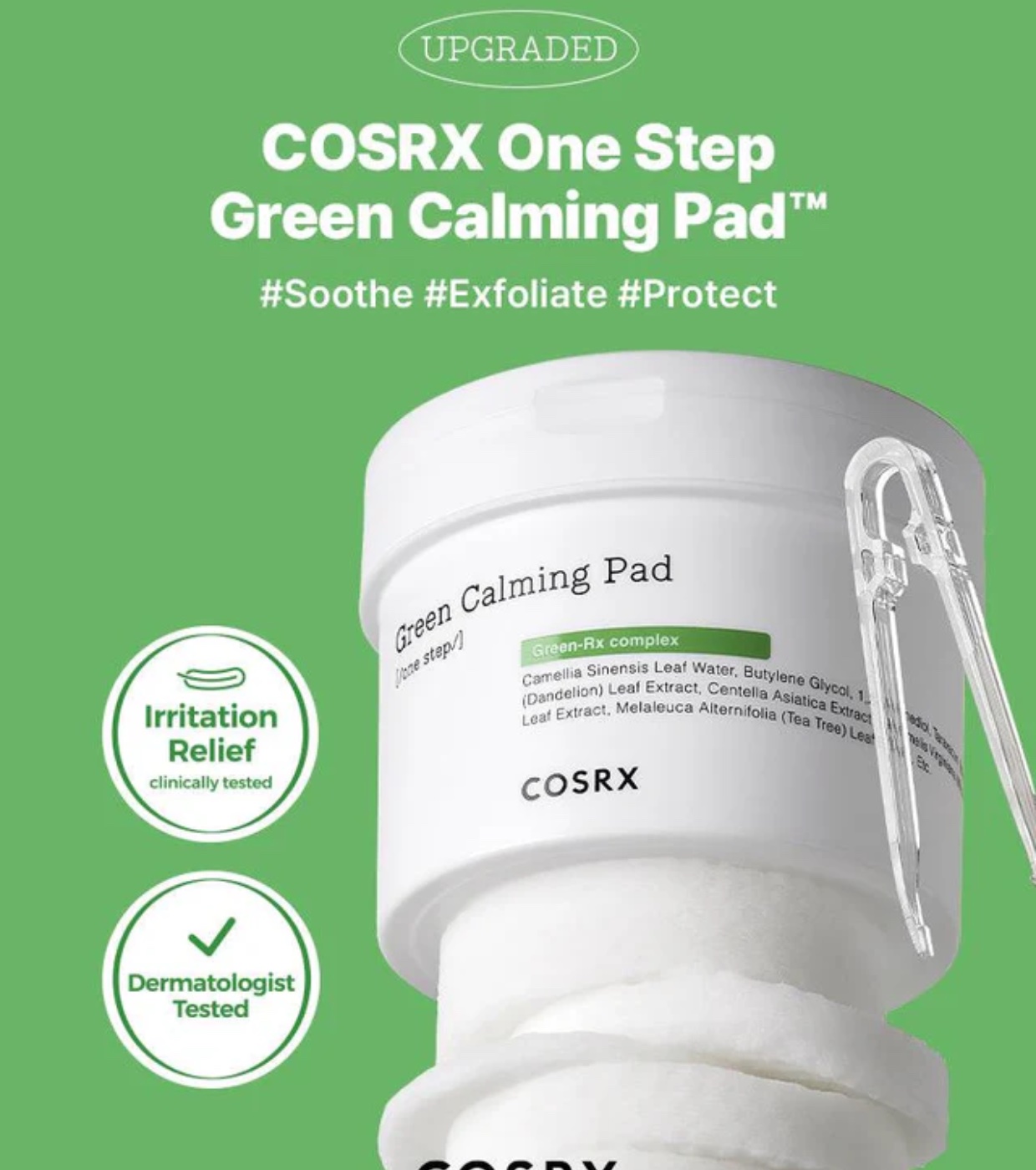 COSRX - Tônico facial calmante verde em formato pads
