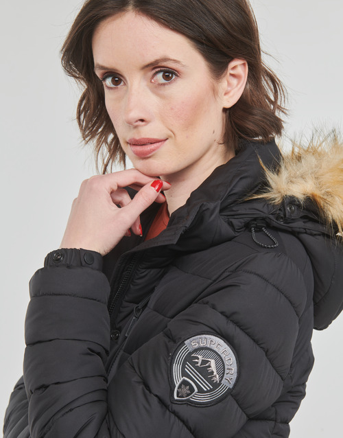 Superdry - FUJI HOODED LONGLINE PUFFER - Noir