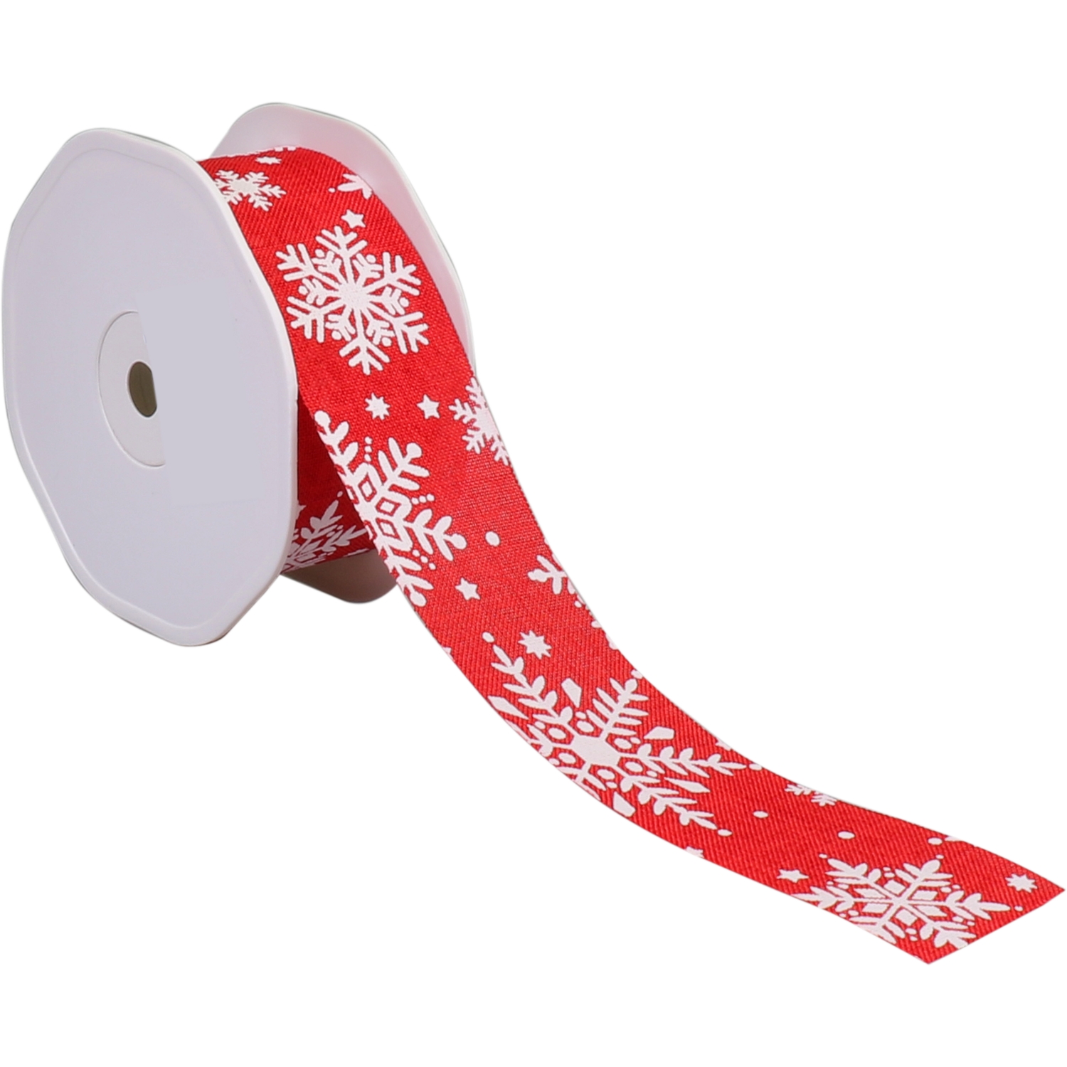 Lint, 38mm, 15m, Sneeuwvlok, Katoen, rood
