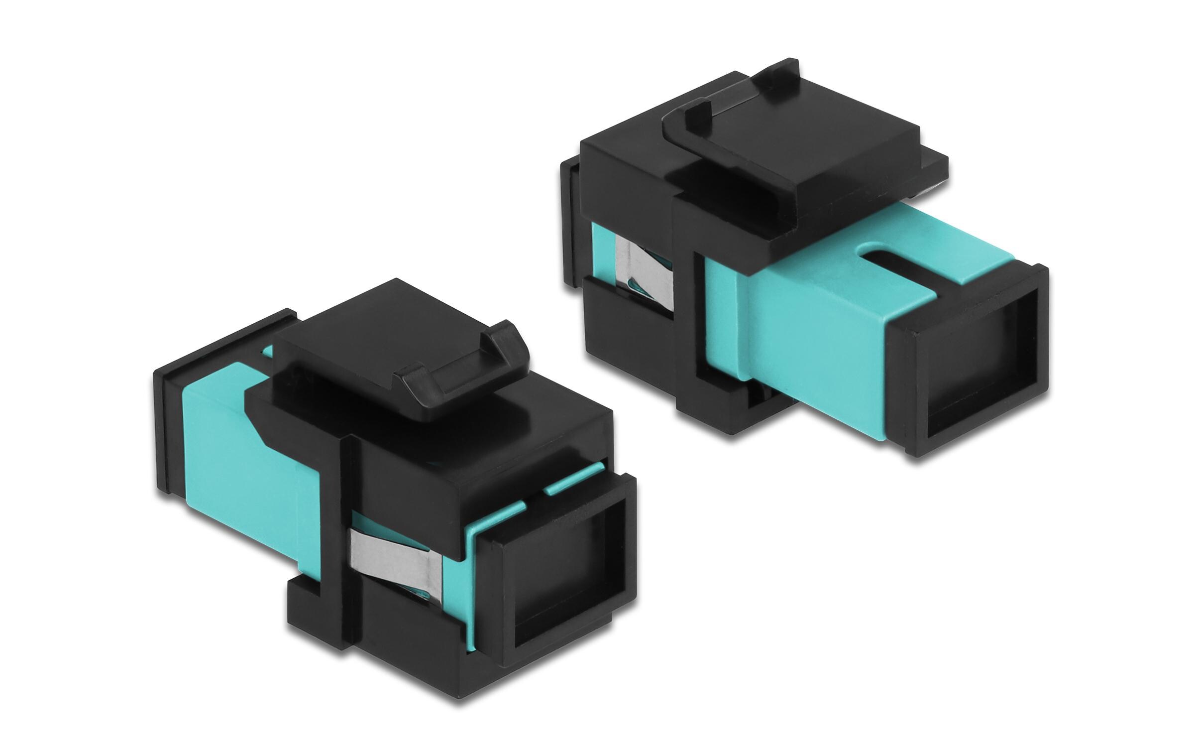 Keystone-Modul SC Buchse zu SC Buchse Aqua / SchwarzDelock Keystone Modul SC Simplex Buchse zu SC Simplex Buchse aqua / schwarz