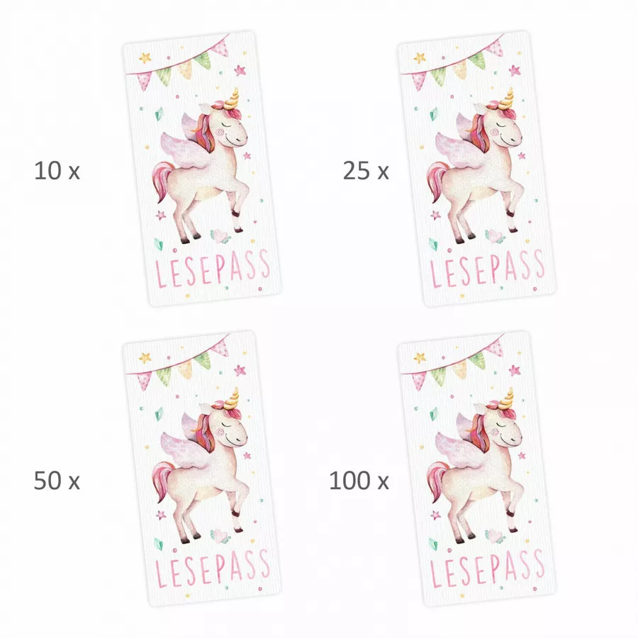 Nikima Lesepass Einhorn Lesezeichen zum lesen üben Grundschule 10-100 Stück 50 Stück