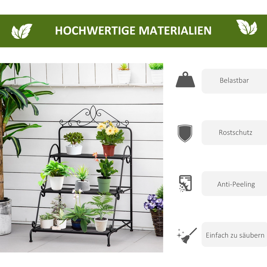 Outsunny Pflanzenständer mit erhöhtem Design schwarz