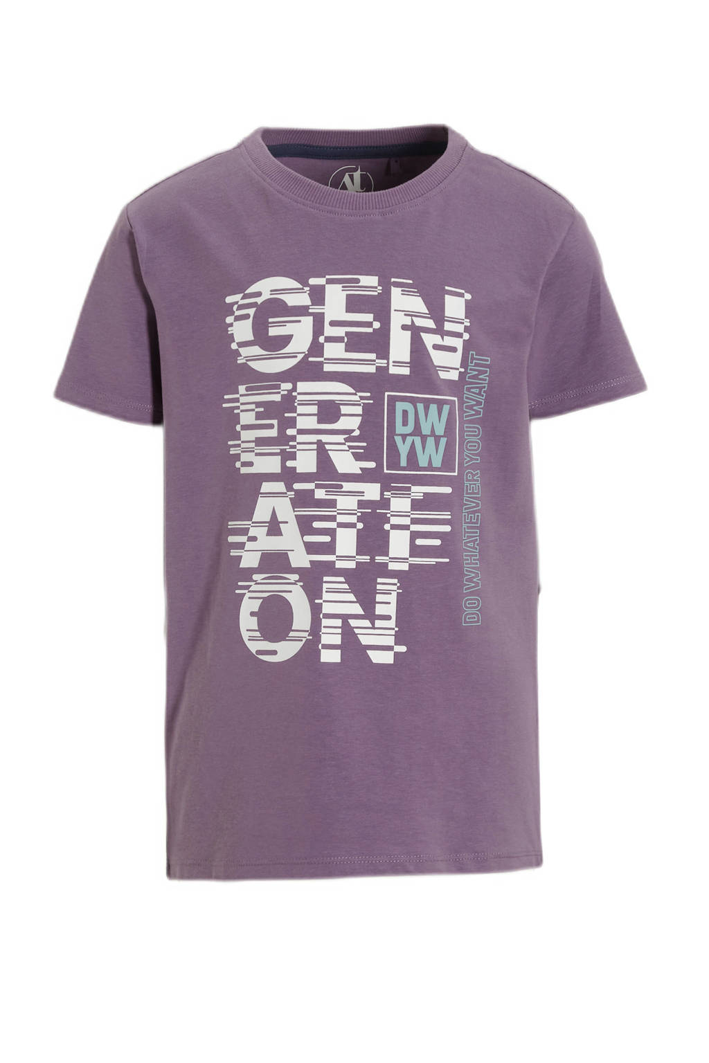 anytime T-shirt met tekstopdruk paars