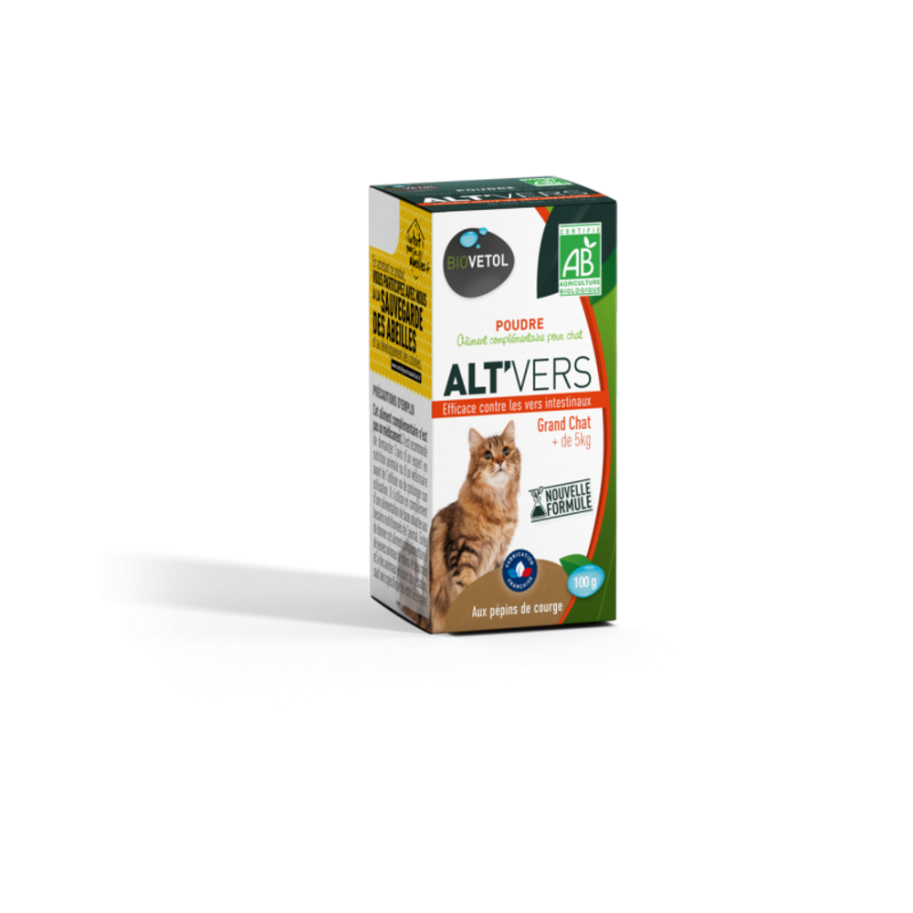Poudre alt'vers grand chat bio 100g