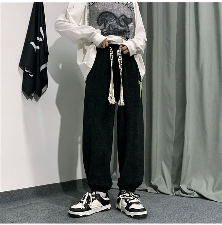 Sinlarity - Mid Rise Number geborduurde cropped harembroek