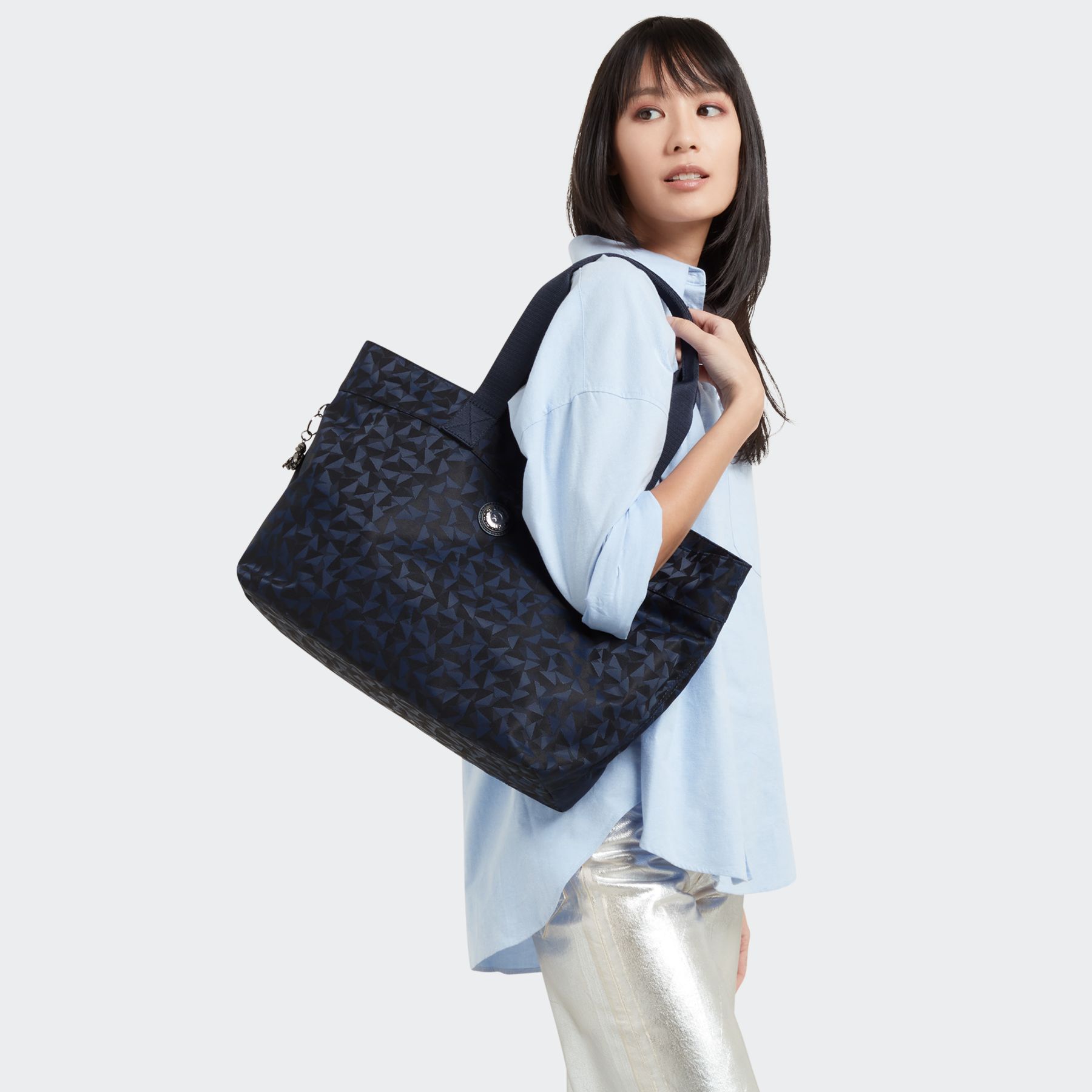 COLISSA Grand fourre-tout avec compartiment pour ordinateur portable - Endless Navy Jacquard