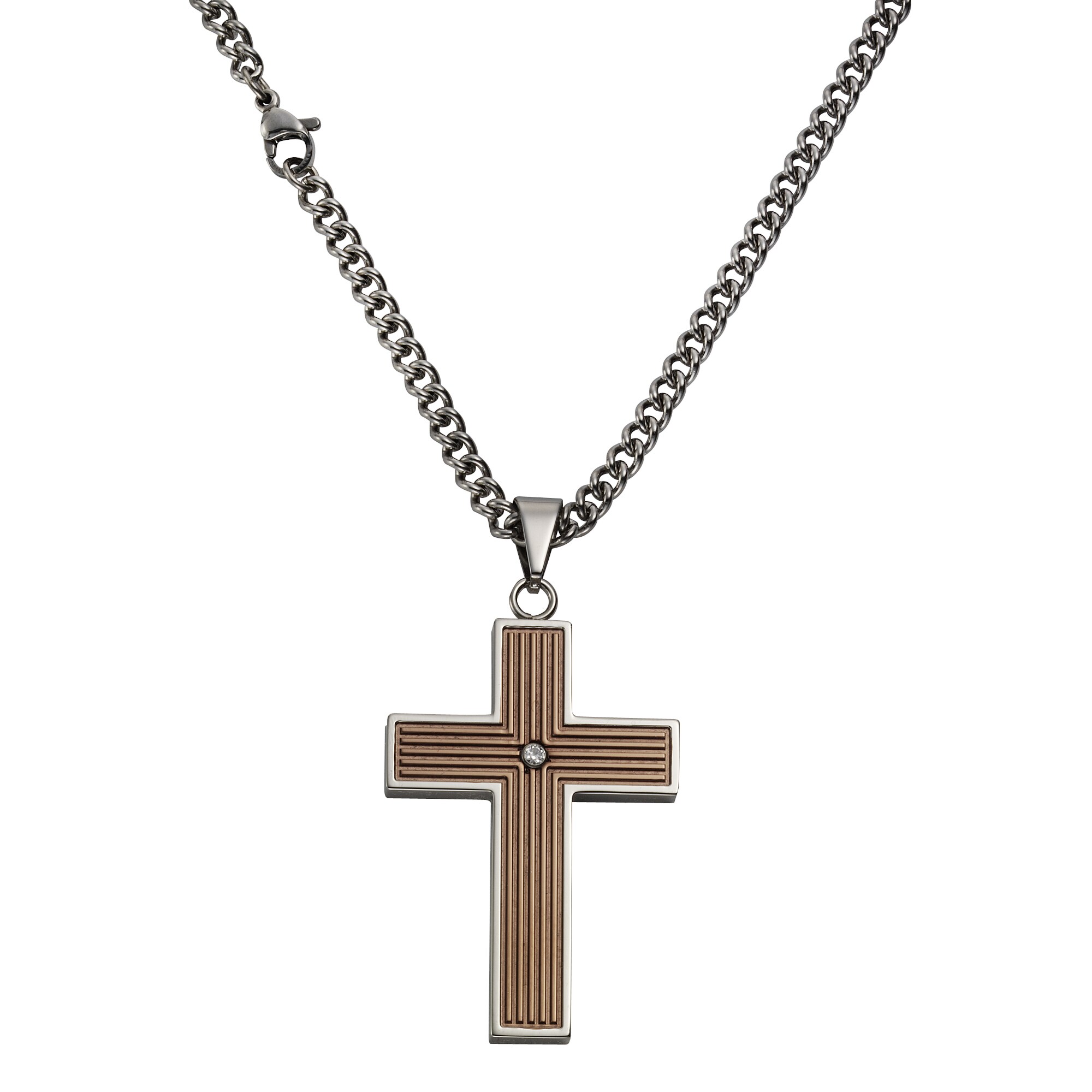 Zeeme Stainless Steel Anhänger mit Kette Edelstahl Kreuz