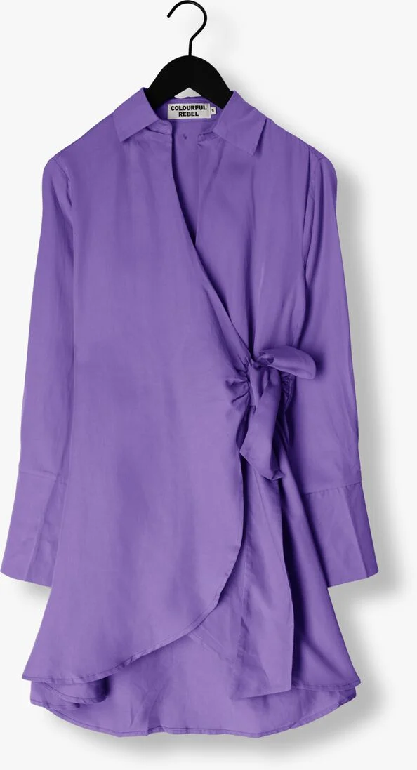 COLOURFUL REBEL paarse colourful rebel mini jurk hette uni wrap mini dress