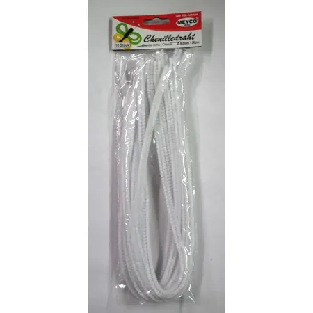 Meyco Chenilledraht, weiß, 8 mm, 50 cm, 10 Stück