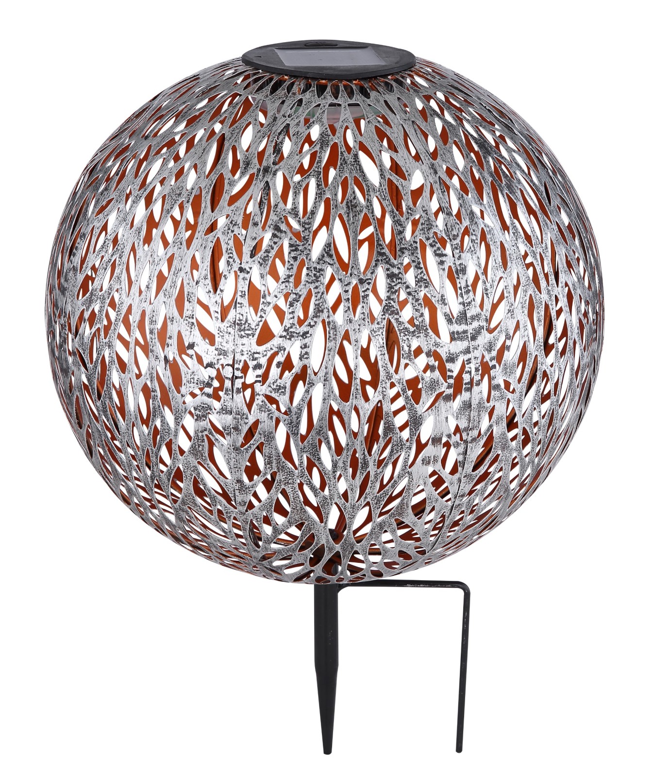 LED-Solarleuchte - silber-grau antik - 38 cm