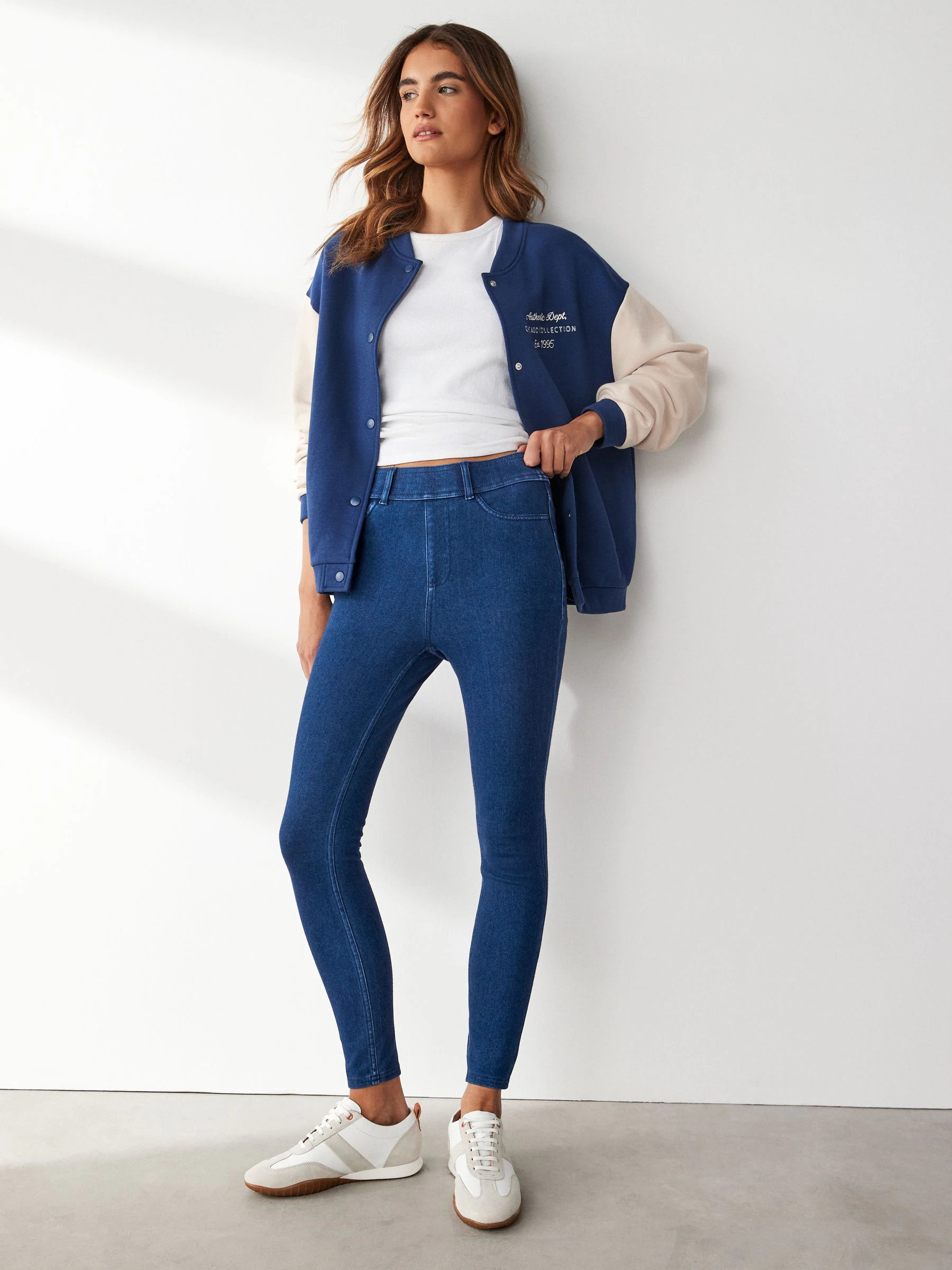 Donkerblauw - Lange jersey denim leggings