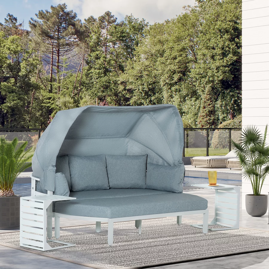 Outsunny Gartenmöbel Set mit Vordach grau