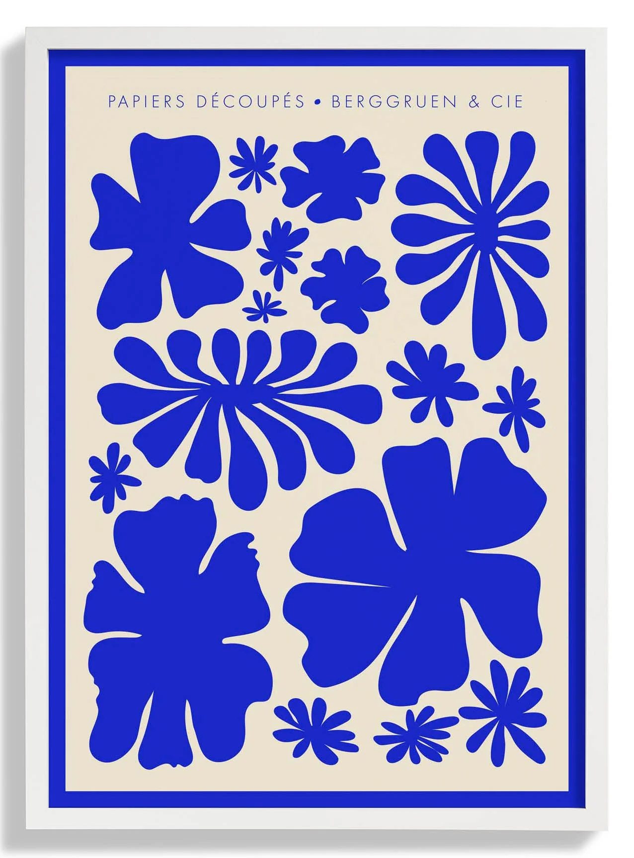 Groovy Flowers blue Papiers Découpés Kunstausstellung