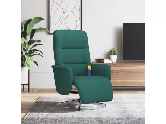 Fauteuil inclinable de massage et repose-pieds vert foncé tissu