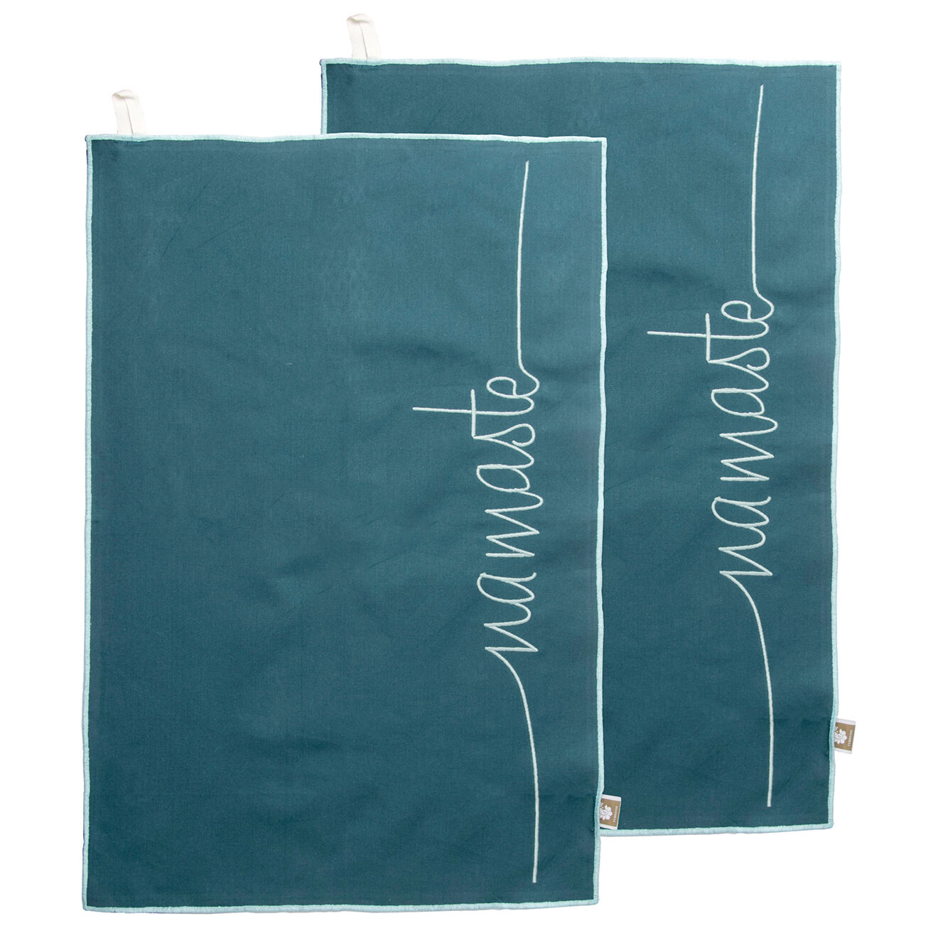 Febronie 2 Torchons en Coton Namaste bleu paon - 50x75 cm