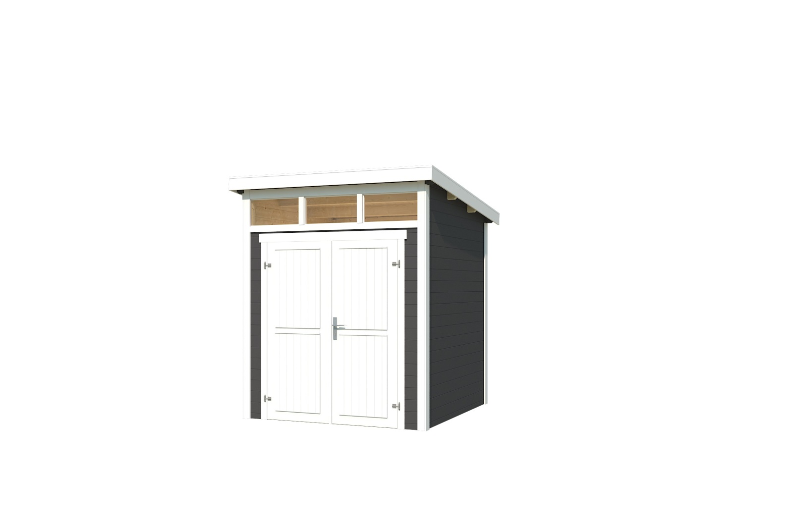 Gartenhaus KIBO 1 - carbongrau - Fichte massiv - 200x200 cm