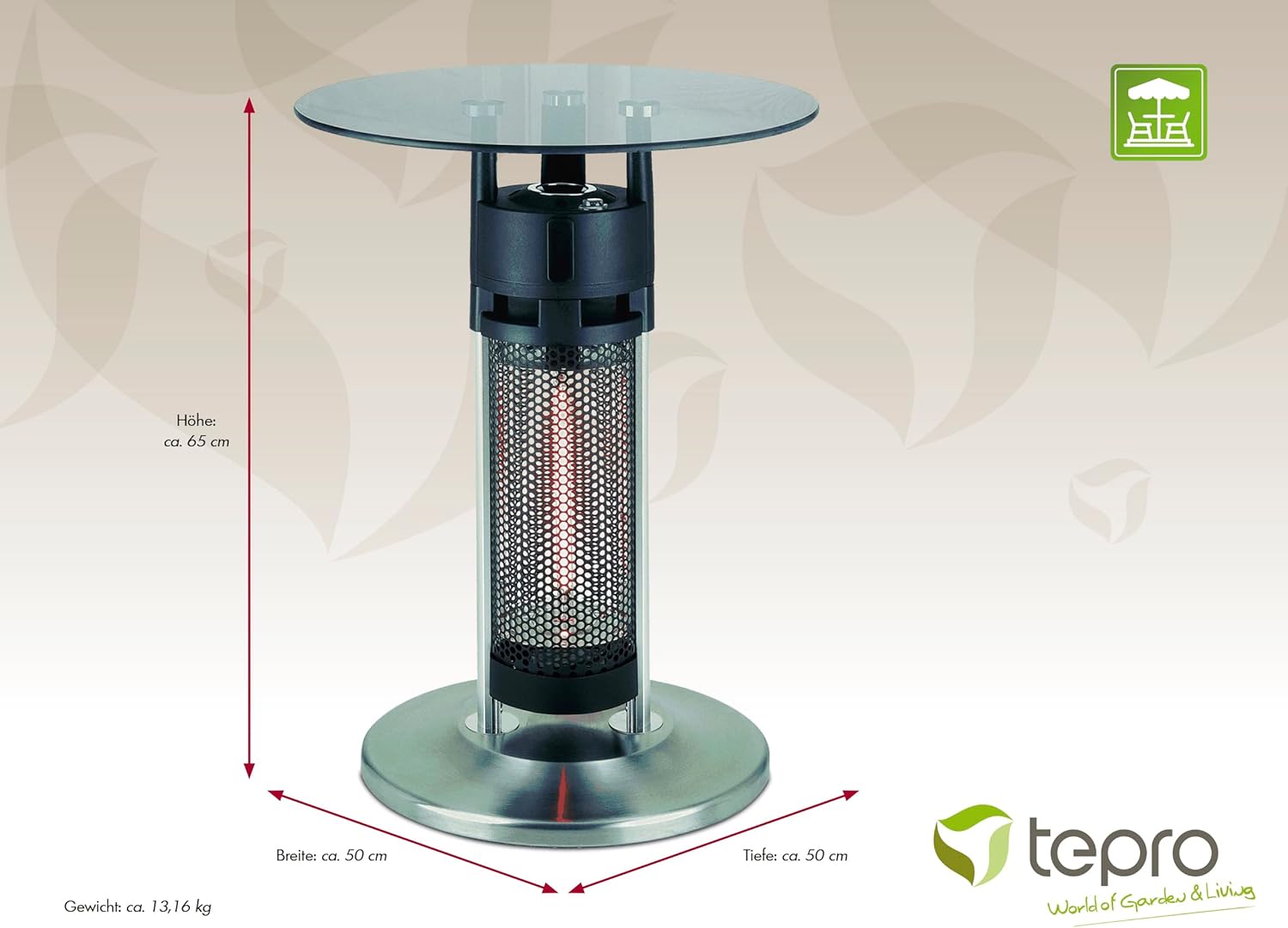 tepro Heizstrahler Heiztisch, Heizleistung: 1200W