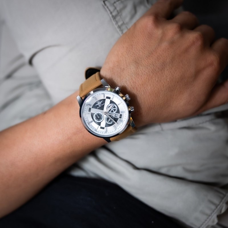 Coffret montre Homme M. JOHN bracelet Cuir Marron