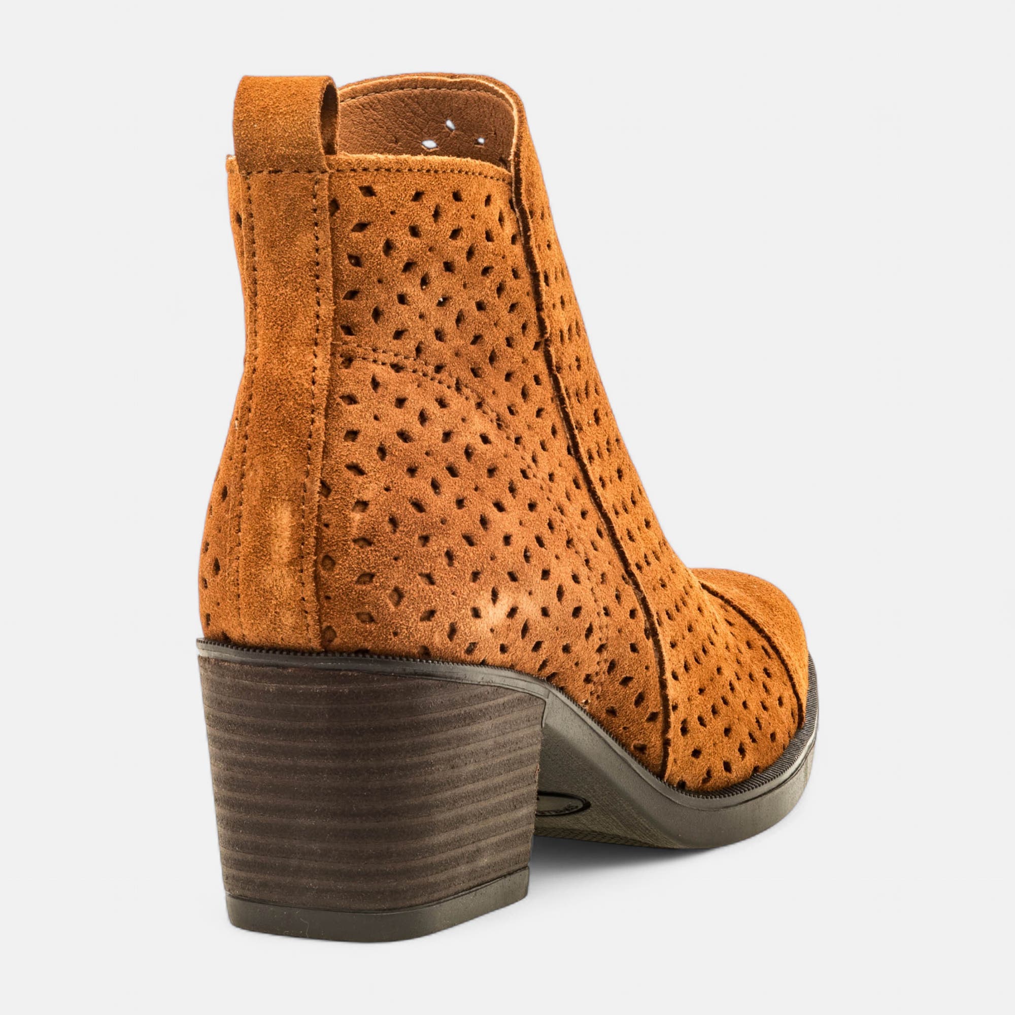 Bottines à talon Femme en cuir cognac