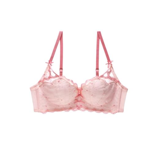 Sancus - Draadloze bh/slip/set met geborduurde bloemenstrik