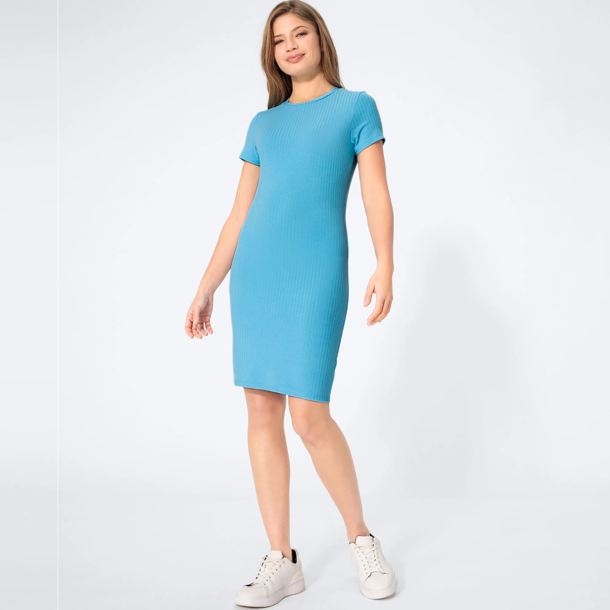 Damen-Kleid mit Rippstruktur